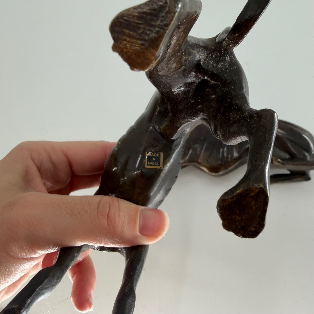 Vintage Brass Greyhound Whippet Dog Figurines Set of 2 Bronze Finish India - Picture 6 of 8
